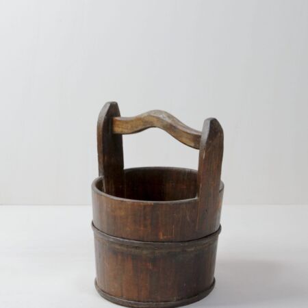 chinese wooden water buckets, wooden vases, event decoration for rent, wooden bucket dried flowers