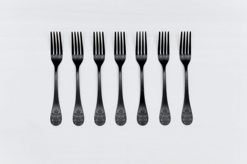 Rent black cutlery, table decoration, wedding decoration