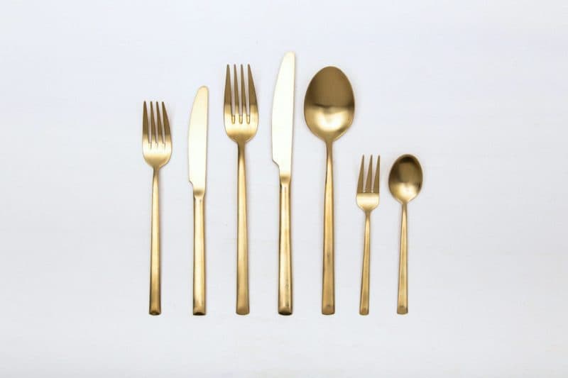  | With the cutlery series Ines we rent out wonderful, matt-gold stainless steel cutlery. The cutlery has a wonderful haptic and looks equally good for different types of events. Whether on a colourful table setting combined with strong colours, an elegant, minimalistic wedding or a stylish business dinner - our matt gold cutlery Ines is an excellent choice for your event.Hire the starter knive Ines to delight your guests with the special cutlery.Matching the matt gold starter knive Ines, we... | 