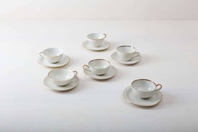 Cup & Saucer Magdalena Set Ivory Colored Gold Rim | |