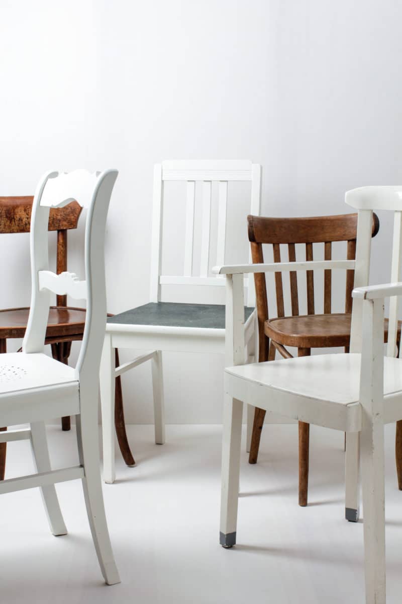 Wooden Dining Chairs Laura White & Brown Mismatching | |