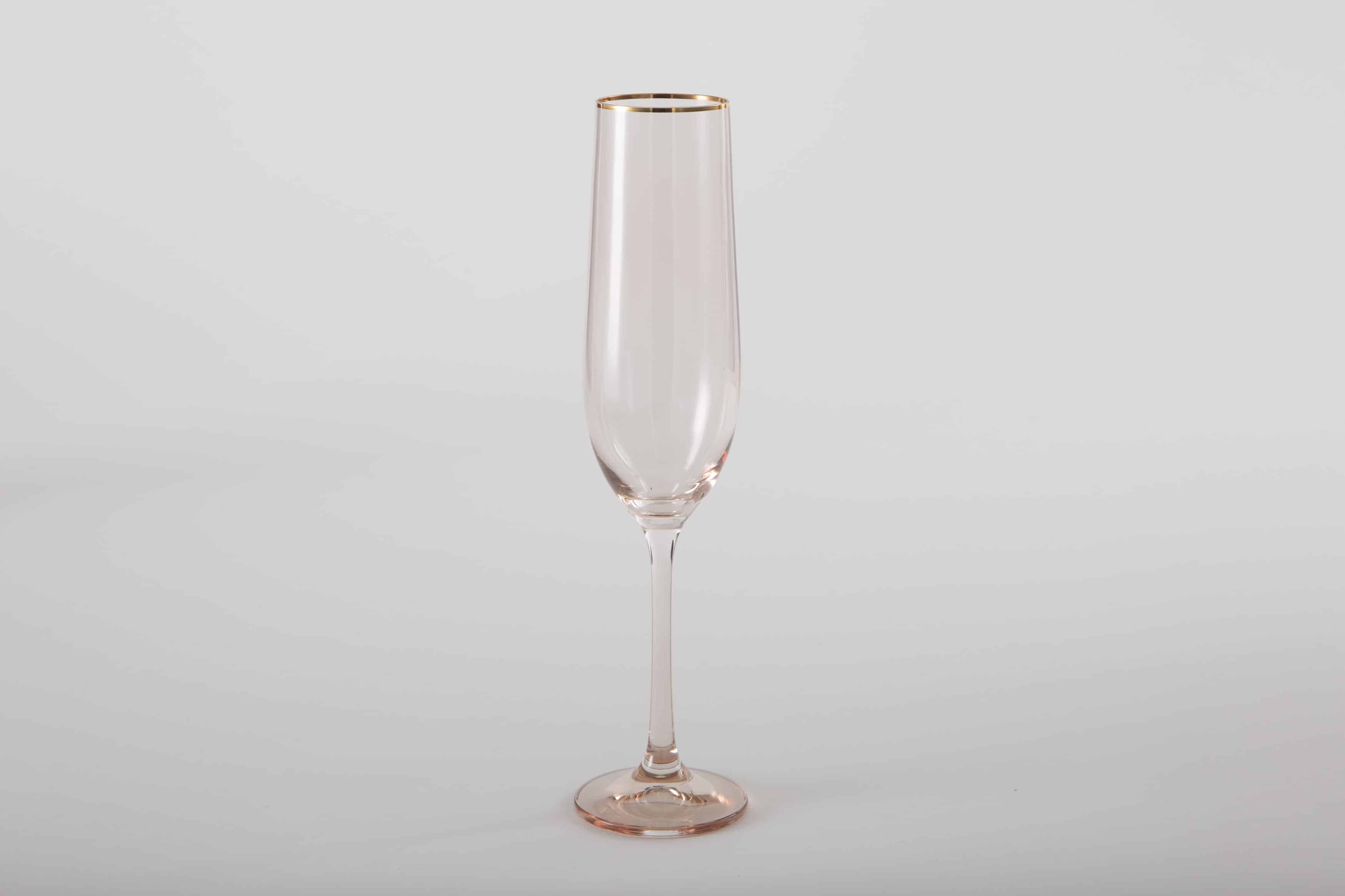Sektglas, rosa, mieten, Goldrand